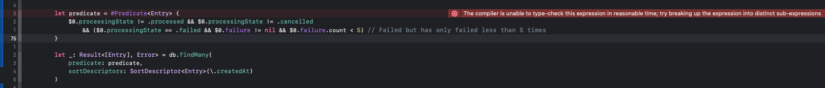 Error message displayed in Xcode